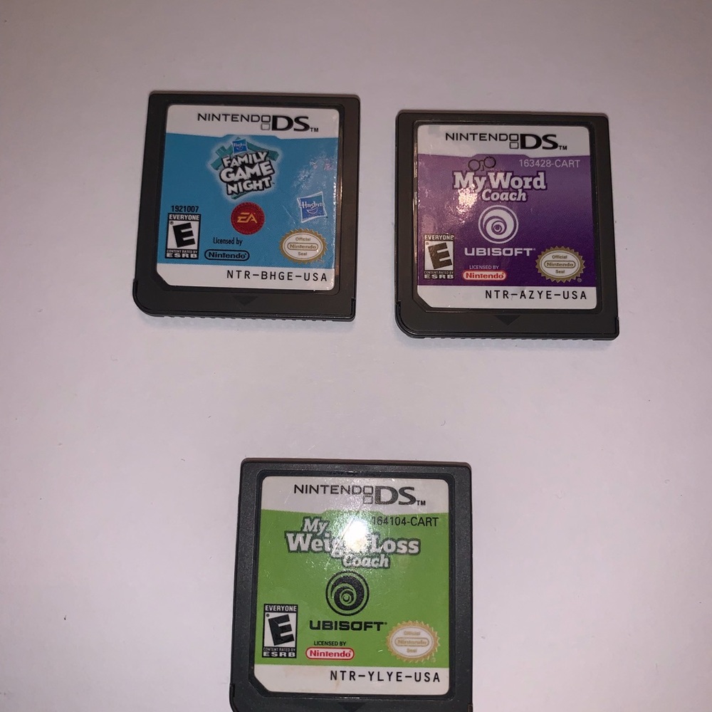 3 DS Games - Family Game Night, My Word Coach, My Weight Loss Coach - no boxes